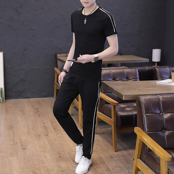 其他品牌 短袖 男士T恤 JY953【黑色T恤+黑色褲子】 