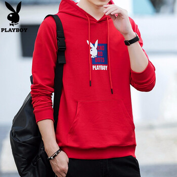 playboy 長袖 男士T恤 紅色-302 XL，L，XXXL，M，XXL