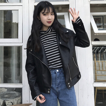 黑色小皮衣外套女