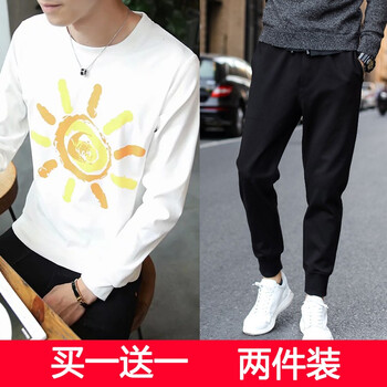 威覺(jué)（WEIJUE） 長(zhǎng)袖 男士T恤 太陽(yáng)白+皮繩褲 