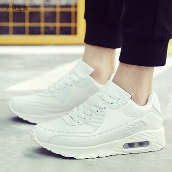 六只紅鹿跑步鞋8903白色皮面 43