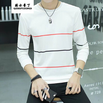 騎士普?。≒utin.Rider） 長(zhǎng)袖 男士T恤 三條桿衛(wèi)衣白色 