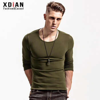 續點(diǎn)（XDIAN） 長(cháng)袖 男士T恤 圓領(lǐng)軍綠 