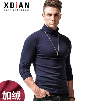 續(xù)點(diǎn)（XDIAN） 長(zhǎng)袖 男士T恤 高領(lǐng)寶藍(lán) 