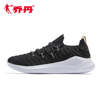 喬丹（QIAODAN）跑步鞋黑色新金色 