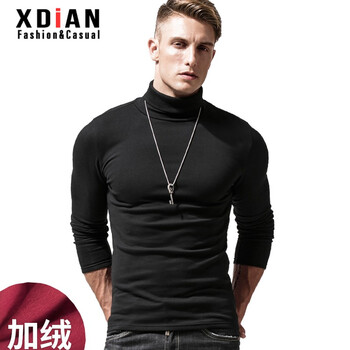 續(xù)點（XDIAN） 長袖 男士T恤 高領黑色 