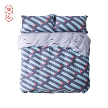 京造 纯棉暖绒四件套  被套床单枕套 床上 用品套件 1.5米床 维亚