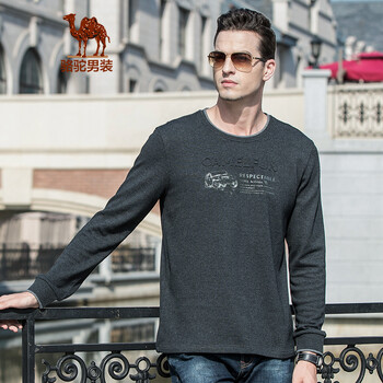 駱駝（CAMEL） 長袖 男士T恤 黑灰 XL，L，M，XXL，XXXL
