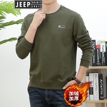 Jeep 長袖 男士T恤 98026軍綠加絨 