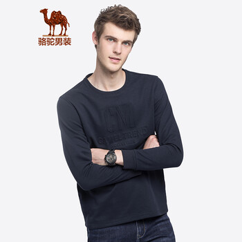駱駝（CAMEL） 長(zhǎng)袖 男士T恤 深藍(lán) XL，L，XXXL，XXL，M