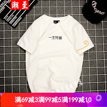 潮至（CHAOZHI） 短袖 男士T恤 白色(一生所愛(ài)) 
