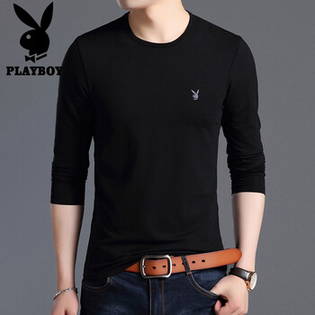 花花公子（PLAYBOY） 短袖 男士T恤 黑色    