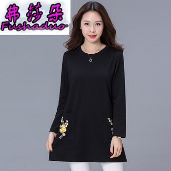 弗莎朵（FuShaDuo） 圓環(huán)，中國結(jié)，深V款，卷袖，毛領(lǐng)，不規(guī)則，前短后長 短袖 T恤 女 圓領(lǐng)