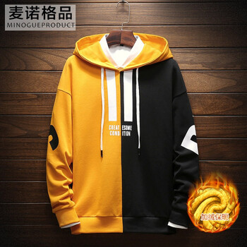 麥諾格品 長袖 男士T恤 5928黃色（加絨） XXL