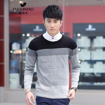 富貴鳥（FUGUINIAO） 長(zhǎng)袖 男士T恤 黑色 XL，L，XXL，XXXL，M