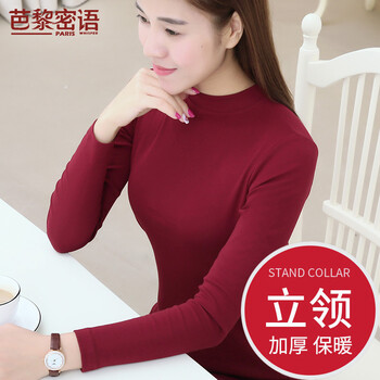 紅色高領(lǐng)打底衫女