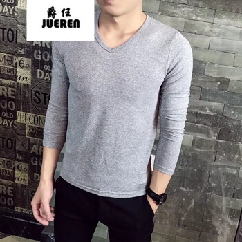 威覺(jué)（WEIJUE） 長(zhǎng)袖 男士T恤 灰色V領(lǐng)【購(gòu)買(mǎi)兩件送棉襪】 