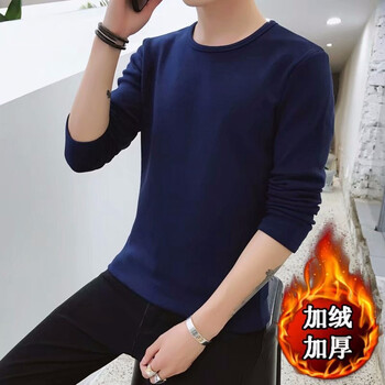 其他品牌 短袖 男士T恤 圓領(lǐng)藍(lán)色（加絨） XL，L，XXXL，M，XXL
