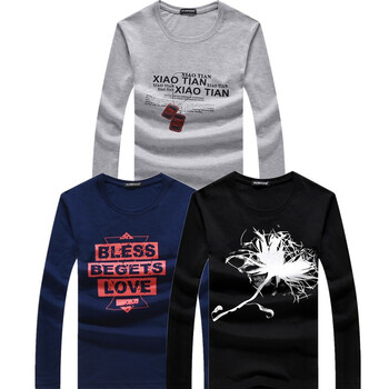 chiay 長(cháng)袖 男士T恤 長(cháng)袖項鏈灰+沙漏藍+花黑 XL，4XL，L，XXL，XXXL，M