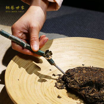 铜艺世家 梅花铜普洱茶刀茶针 铜茶具配件 B款