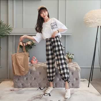 黑白格女t