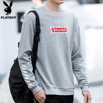 花花公子（PLAYBOY） 長袖 男士T恤 306灰色(棉) 
