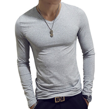 其他品牌 無袖 男士T恤 長袖V領(lǐng)灰色 XL，L，M，XXL