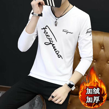 莫戈里（MOGORI） 長(zhǎng)袖 男士T恤 雙V字母白加絨 