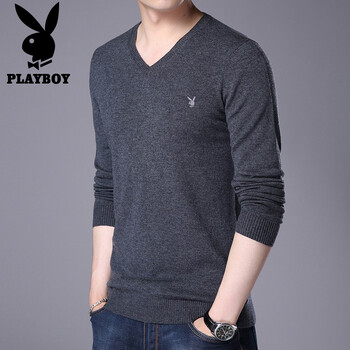 花花公子（PLAYBOY） 長袖 男士T恤 深灰  