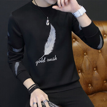 古萊登（GODLIKE） 長袖 男士T恤 羽毛黑色 XL，L，M，XXXL，XXL