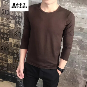 騎士普?。≒utin.Rider） 長袖 男士T恤 咖啡色(V領 