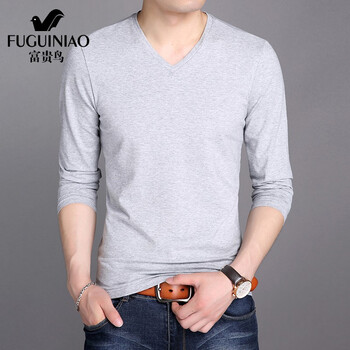 富貴鳥(niǎo)（FUGUINIAO） 長(zhǎng)袖 男士T恤 灰色不加絨  
