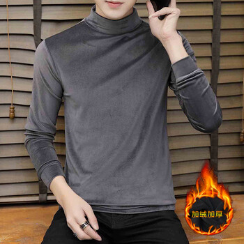 SCNDEWMY 長袖 男士T恤 DLGL02加絨灰色 XL，L，M