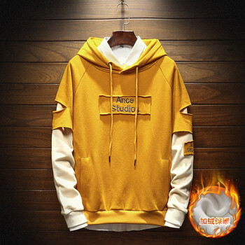 千哲琪（QIANZHEQI） 長袖 男士T恤 黃色加絨 XL，L，XXXL，M，XXL