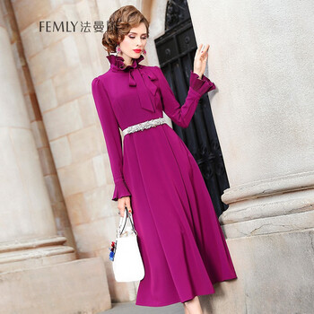 怎么樣,收腰,收腰,玫紅,衣裙,長(cháng)袖,玫紅,長(cháng)袖,衣裙