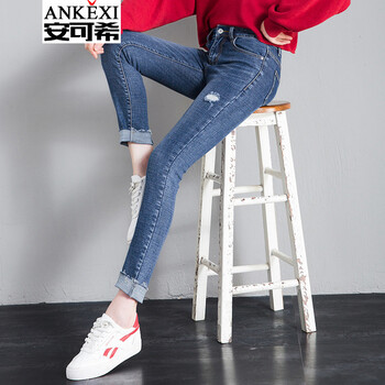 安可希（ANKEXI） 中腰  女 九分褲 牛仔褲