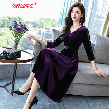 慕舍（mushe） 純色 深V款，腰帶 連衣裙