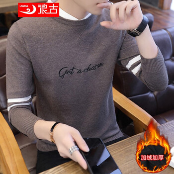 浪古（LAWKUL） 長(zhǎng)袖 男士T恤 加絨V09咖啡色 