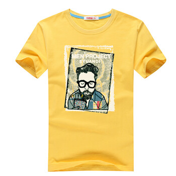 七匹鯊 短袖 男士T恤 黃色 S，XL，L，加大，M，XXL，XXXL