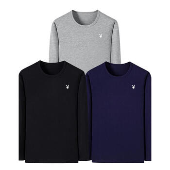 維倫凱 長(cháng)袖 男士T恤 黑色+藏青+灰色 XL