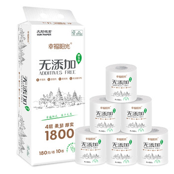 幸福阳光 卷纸 原生态健康无添加卫生纸巾 4层*180克*10卷 原生态母婴可用 食品级认证