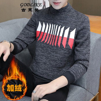 古萊登（GODLIKE） 長(zhǎng)袖 男士T恤 W21 黑灰色 加絨 