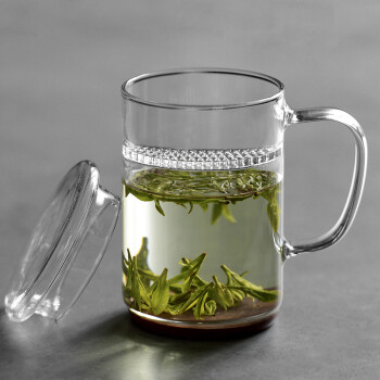 雅集办公茶杯 带茶滤耐热男士玻璃杯子 泡茶水杯创意过滤带盖把手