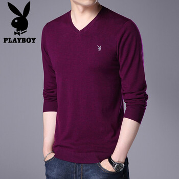 花花公子（PLAYBOY） 長袖 男士T恤 花紅 