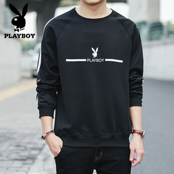 花花公子（PLAYBOY） 長袖 男士T恤 20173黑色 