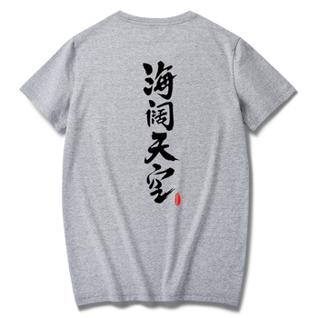 俞兆林（YUZHAOLIN） 短袖 男士T恤 灰T-前海闊胸標(biāo)后海闊天空黑 