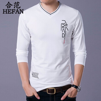 合范（HEFAN） 長(zhǎng)袖 男士T恤 白色 