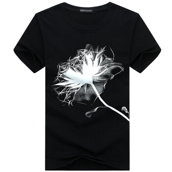 賓宇兄弟（BINYUXD） 短袖 男士T恤 一枝花黑色 S，XL，L，XXL，XXXL，加大，M