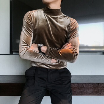 瑾丹（JOMDARM） 長袖 男士T恤 絨面茶色 
