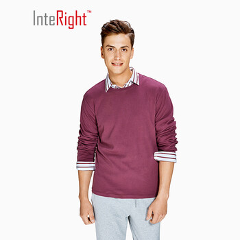 INTERIGHT 長(zhǎng)袖 男士T恤 酒紅 XL，L，XXL，M